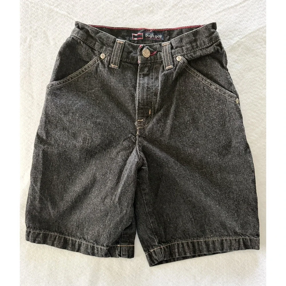 Vintage Bugle Boy Black Denim Cargo Carpenter Style 90's Y2K Boys Size 10R